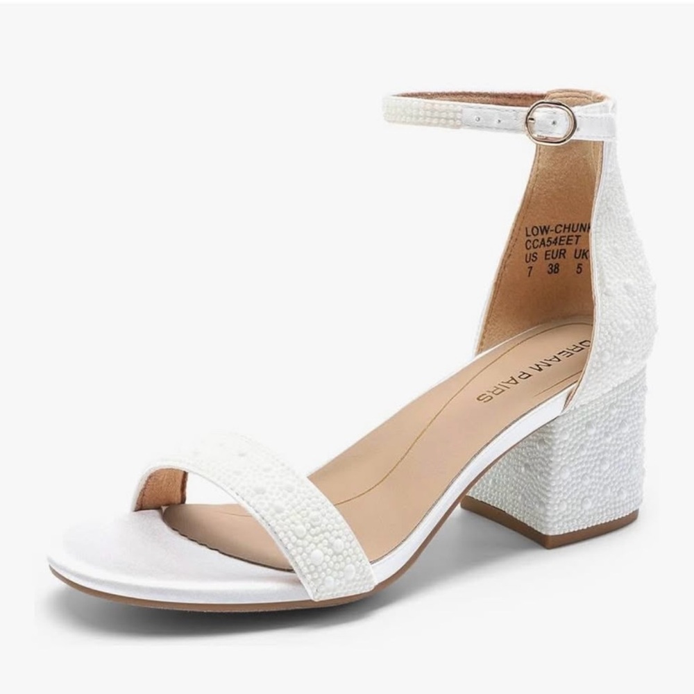 Dream Pairs White Block Heel Sandals